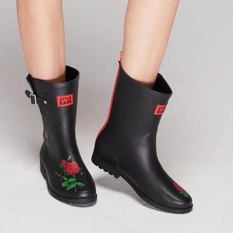 Сапоги из натуральной резины Женские резиновые сапоги до середины голени с