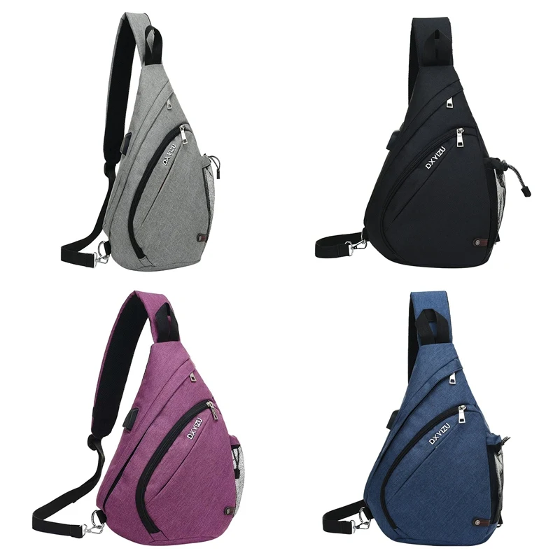 

Men Women Sling Chest Backpacks USB Charging Crossbody Shoulder Teenagers Boys School Bag Daypacks Rucksack For Cycling Walking