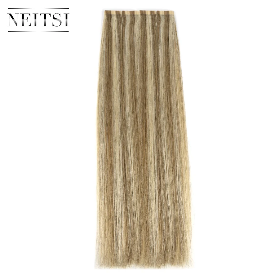 Neitsi Remy Tape In Human Hair Extensions Double Drawn Adhesive 20" 50cm 2.5g/pc Balayage Color Straight Skin Weft Hair