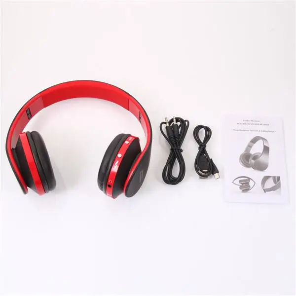 Black and Red Wireless Wire NX 8252 Sports Bluetooth Headphone with Mic for iPhone iPad PC