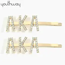 Blingbling AKA, заколки для волос с надписью Bobby, заколки для волос с буквенным принтом, прозрачные стразы с буквенным покрытием, заколки для волос для свадьбы