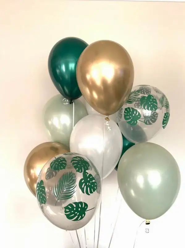 12 шт. латексные воздушные шары с пальмовым листом тропические вечерние воздушные шары с зелеными листьями Свадебные Гавайские вечерние шары на день рождения Aloha Globos - Цвет: 4