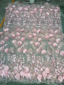 

best quality embroidered African Tulle Lace Fabric yaking-11.701 African French Lace Fabric with 3d flower