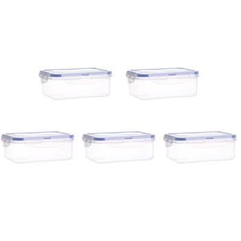 

Food Containers Takeaway Storage Boxes Bulk Transparent Rectangular Sealed Plastic Storage Box with Lid(1100ML) 5Pcs
