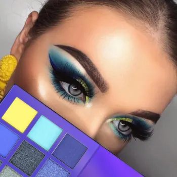 

9 Colors Glitter Eyeshadow Palette Metallic Matte Eye Makeup Lasting Diamond Bright Makeup Set KG66