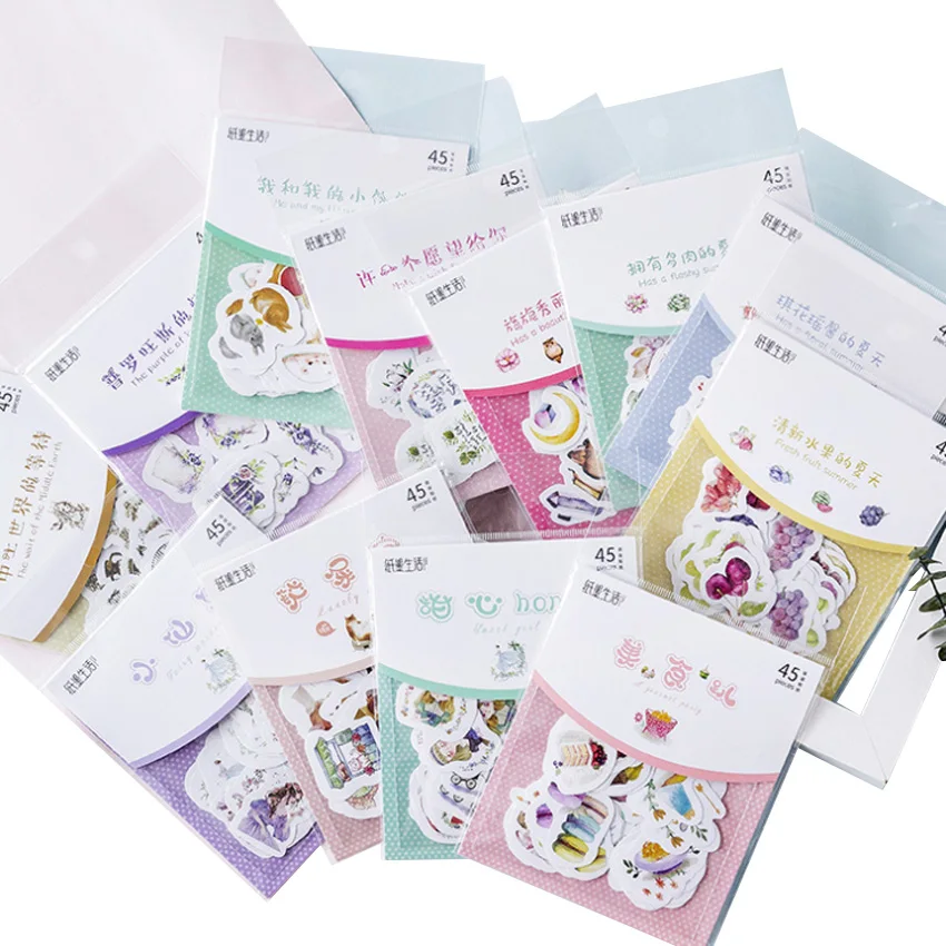 45pcs/pack Little Fairy Series Sticker Japanese Hand Account Decoration DIY Cute Decorative Stickers Gift Product Sealing Label | Дом и сад