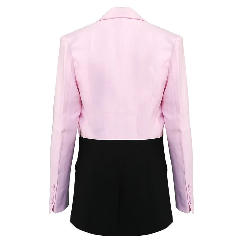Осень темперамент воротник однобортный Тонкий черный розовый цвет был тонкий маленький костюм куртка женская