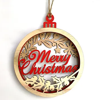 

2019 Wooden Christmas 3D Large Bulb Shape Pendant Decoration Cute Interior Xmas Pendant for House Firepalce Chrismas Tree Drops