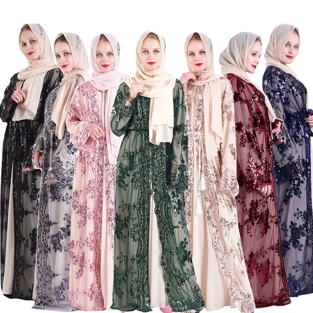 Eid Open Abaya Dubai Turkey Muslim Cardigan Dress Islam Clothing Abayas For Women Caftan Marocain Kaftan Kimono Femme Musulmane 5