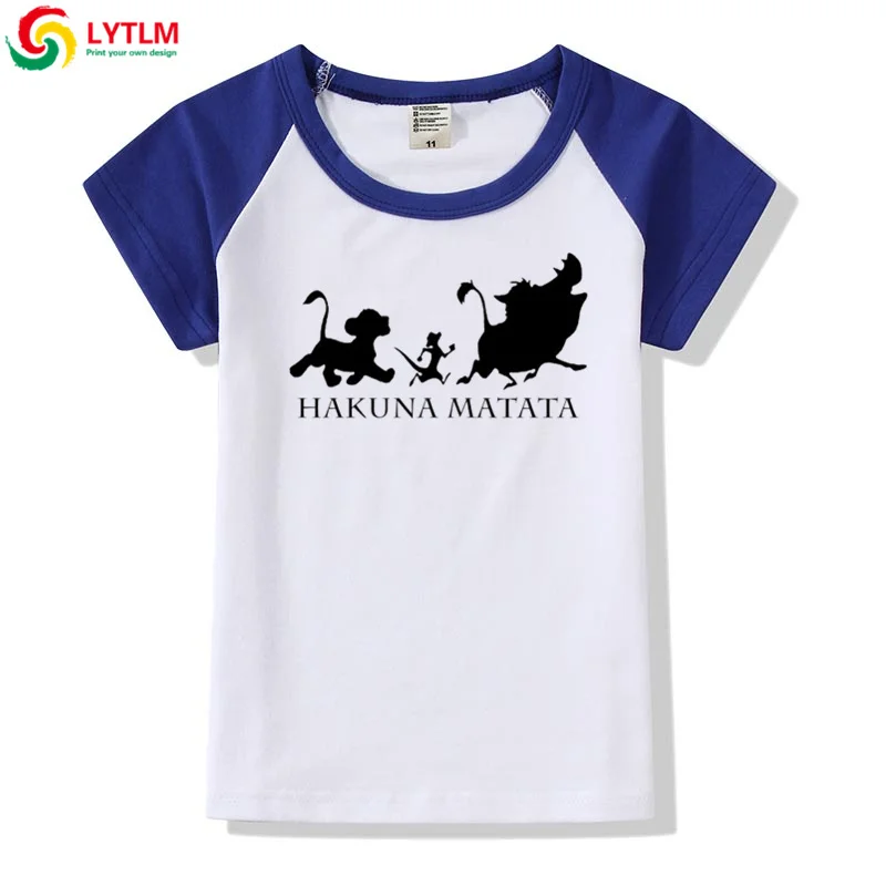 LYTLM Hakuna Matata/рубашка футболка с изображением короля льва Симбы топы для мальчиков с принтом животных, футболка Enfant Fille Koszulka, детские футболки для мальчиков - Цвет: DXCJ LYCRA Blue