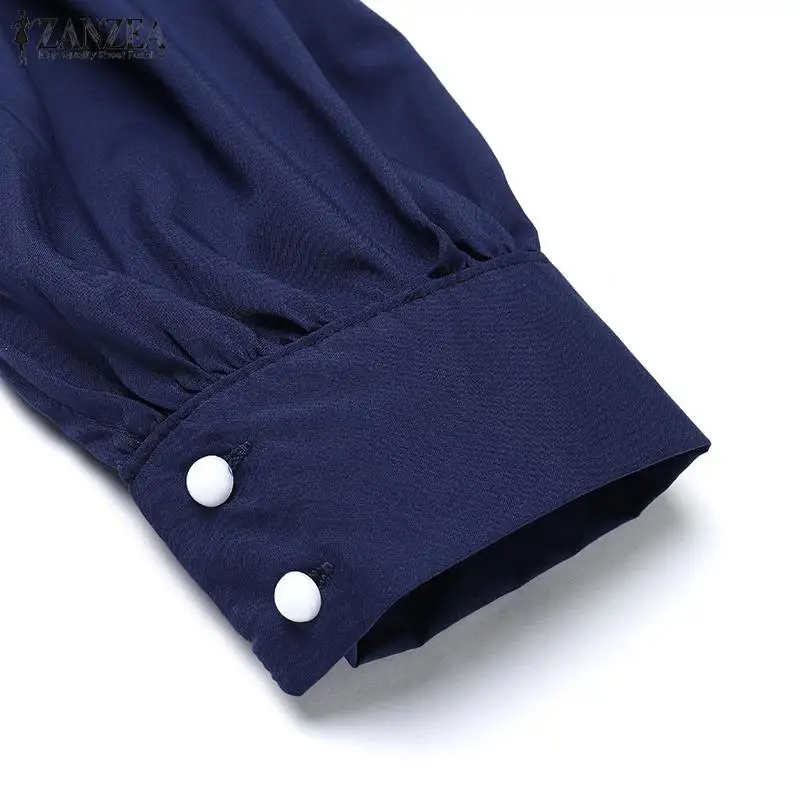 Топы Blusas модные ZANZEA женские рубашки с рукавами-фонариками размера плюс стильные блузки Асимметричная туника с высокой талией 5XL