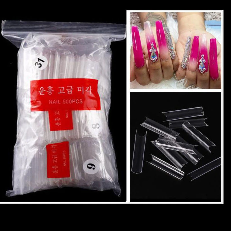 100 500pcs Blank Half Tube C Curve Artificial False Nail Tips Nail Art Fake Nails False Nail Clear Color Nail Tip False Nails Aliexpress