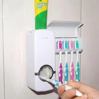 

Bathroom Wall Mount Automatic Toothbrush Holder Automatic Toothpaste Dispenser Holder With 5-Slots Toothbrush Wall Mount Rack