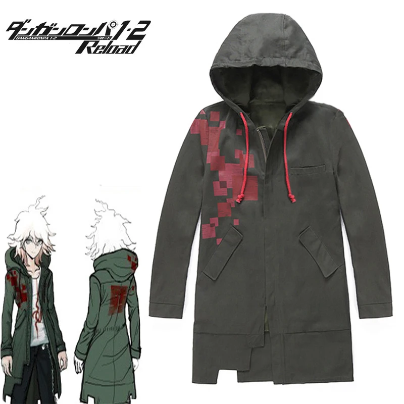 Новинка плащ с капюшоном nagito komaeda Super danganronpa 2 Армейского зеленого цвета длинная