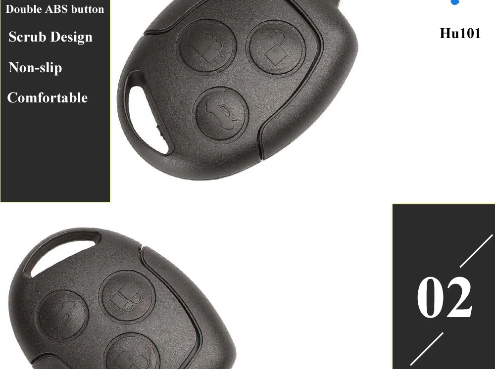 Keyforkess Shell chiave a distanza per auto a 3 pulsanti per Ford Mondeo Focus 2 3 Festiva Fiesta Transit Key Remote Case con lama FO21 HU101 - Hd74b22955f8145a78c1c251dd4a08fedi