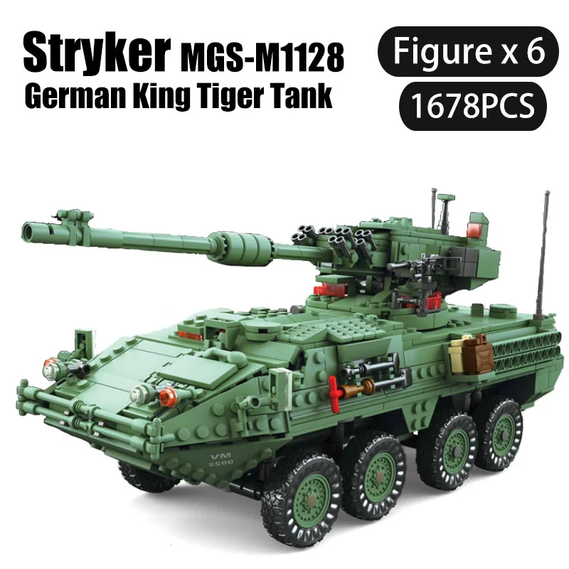 1678PCS City Military German King Tiger Tank Building Blocks Model sets Army WW2 soldier Figures weapon brick children Boy Toys