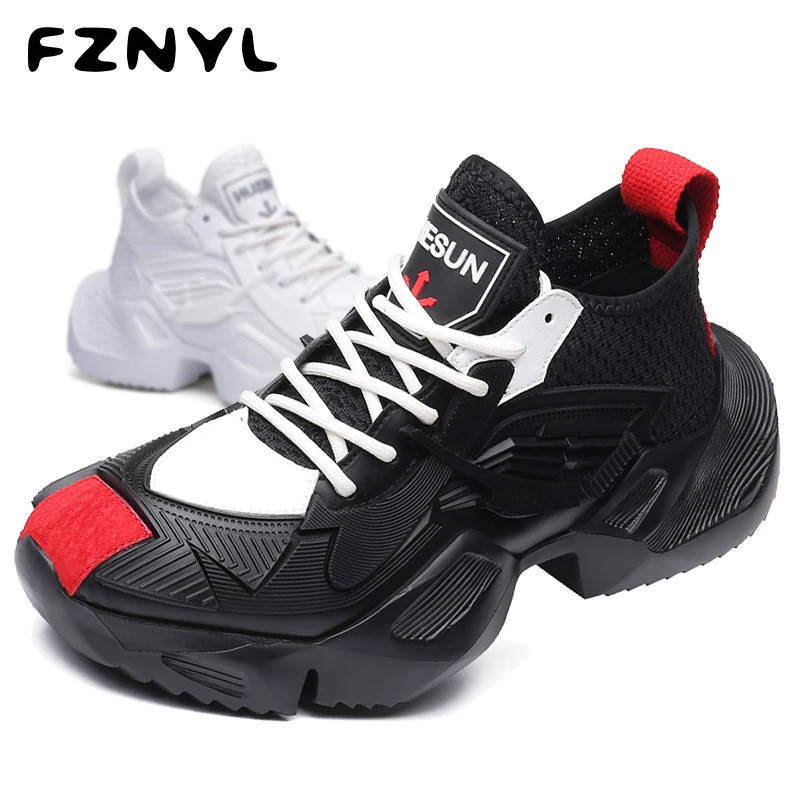 

FZNYL Men's Casual Shoes Stylish Designer High Top Increased Sneakers Male Breathable Mesh Non-slip Lac Up Walking Footwear