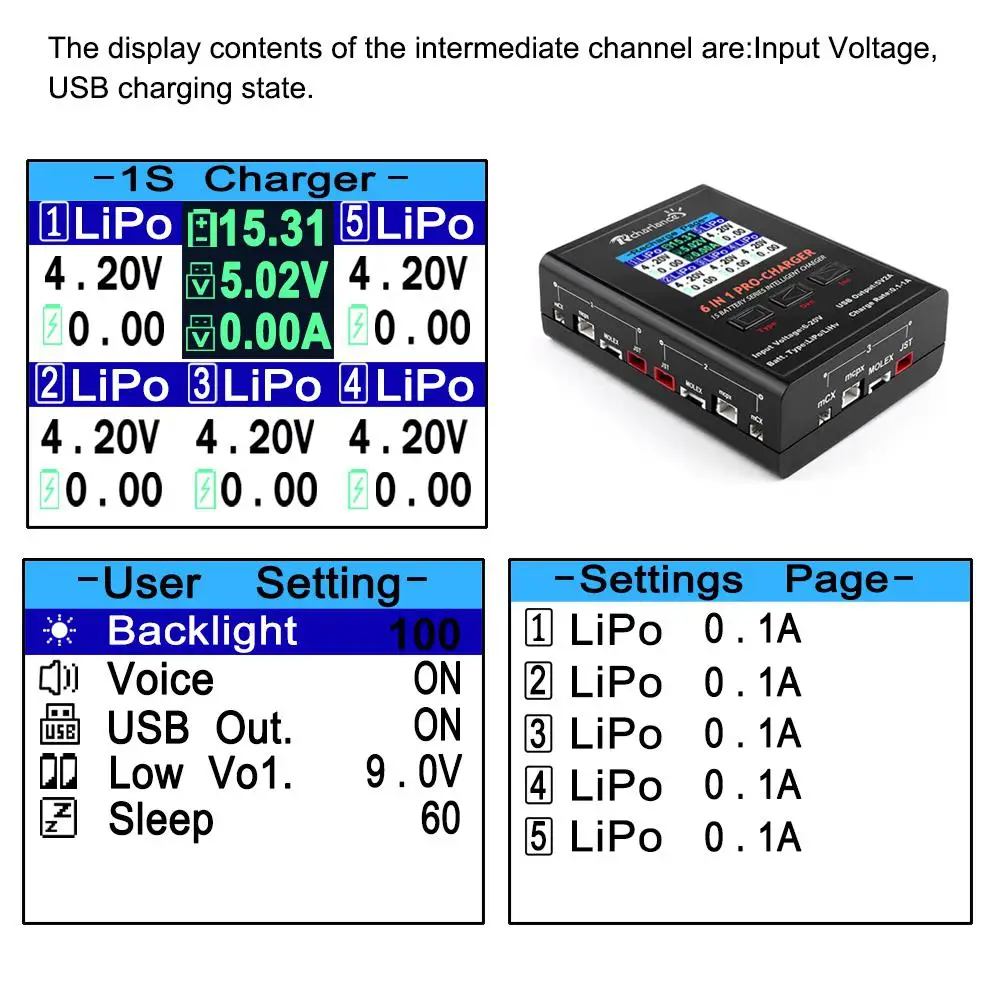 Беспилотный летательный аппарат 6-в-1 Pro Зарядное устройство 1S LiPO/LiHV Батарея Зарядное устройство с mCX/JST/mcpx/MOLEX для RC автомобиль RC лодка