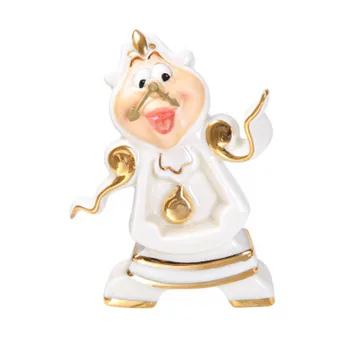 

Disney Beauty And The Beast Mrs.Potts Alarm Clock Cogsworth White Pottery Colored Drawing Statue Action Figure Model Toy X5039