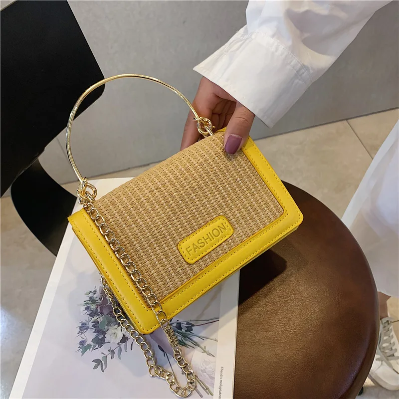 

Small Bag Women's 2019 Summer New Style Fashion Korean-style Versatile Shoulder Bag Chain Straw Shoulder Fashion Handbag Fashion
