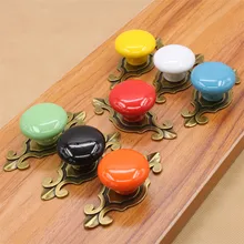 Ручка керамическая ручка мультфильм дети зеленый древний античная медь европейский стиль двери шкафа ящика аксессуары для мебели