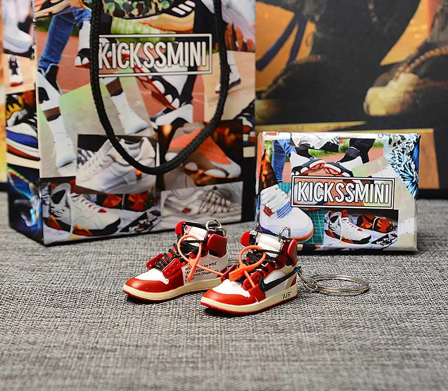 Персональный DIY Jordan Generation AIR JORDAN 1 chicago 3D кроссовок фигурный брелок сумка Подвеска парный брелок - Цвет: a pair w metal  ring