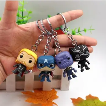 

4 pcs/set Marvel Avengers 4 Thanos Thor Captain America Panther Spiderman Iron Man Hulk Deadpool Keychain Keyring Collection Toy