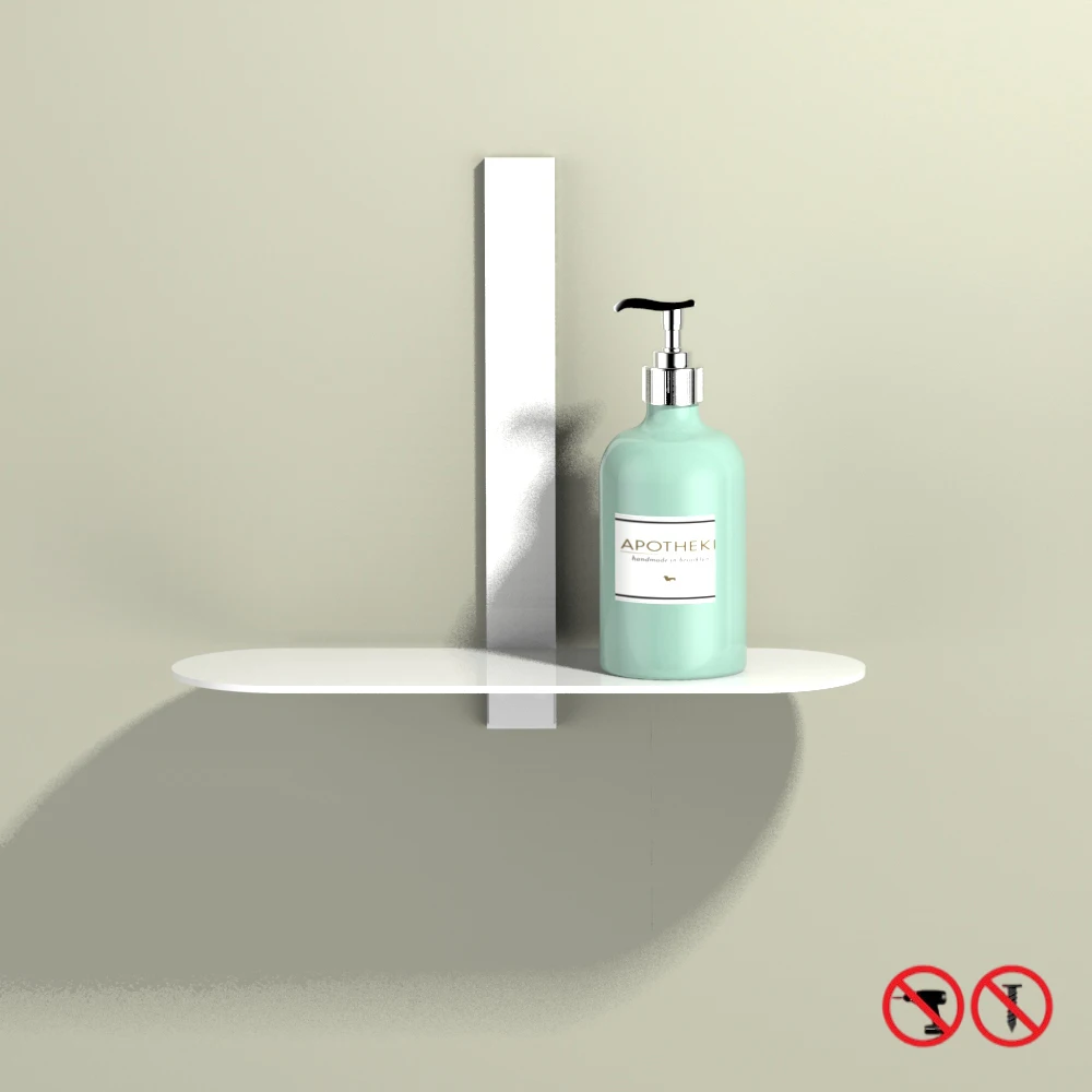 Euro Style Aluminum Bathroom Sets Toilet Paper Holder Free Punch Towel Bar White Makeup Shelf Shampoo Rack 3M Tape