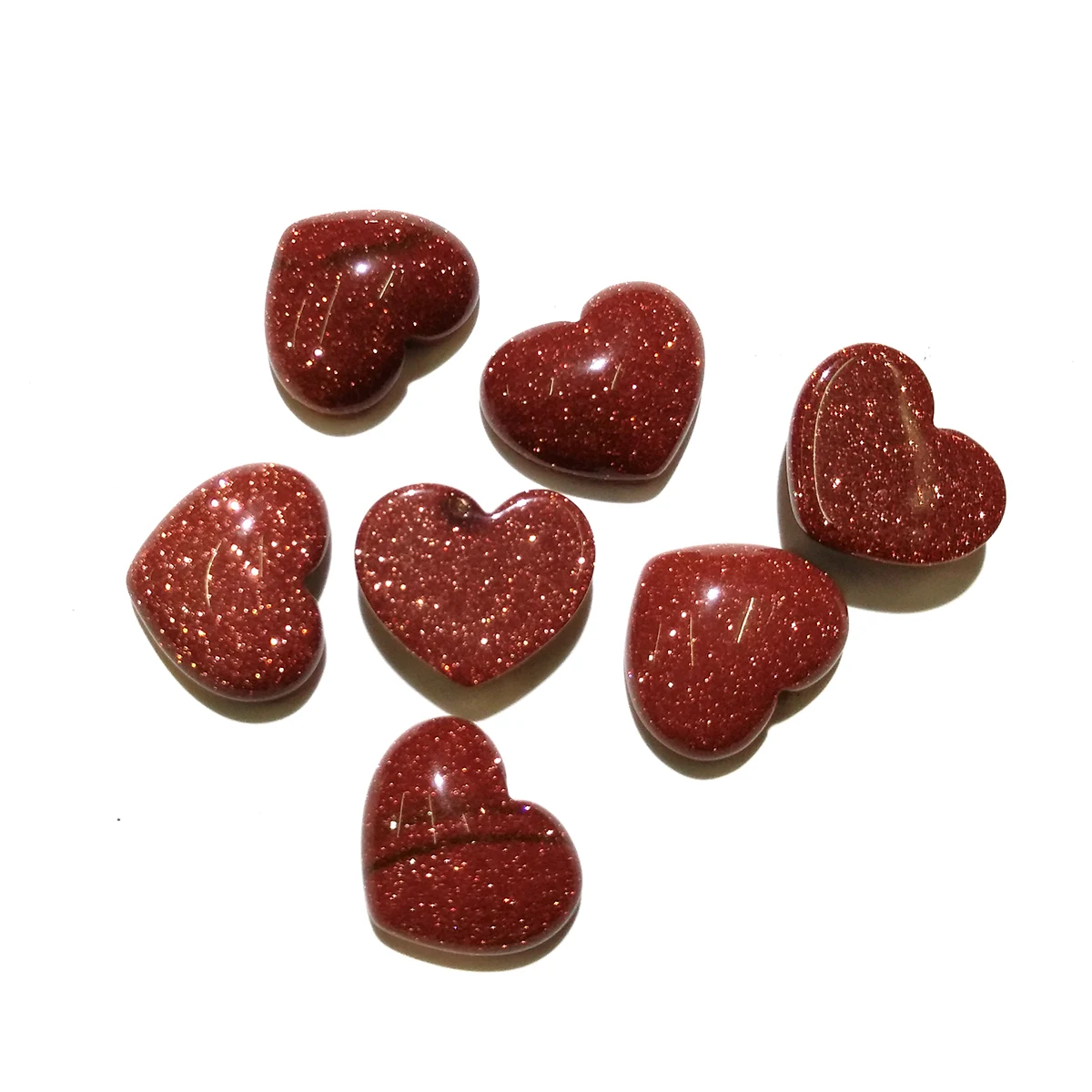 

Wholesale Hots Bulk New 10 Pieces Natural Stone Heart Shape Gold Sand Stones Cabochon Loose Beads for Jewelry Making Supplies