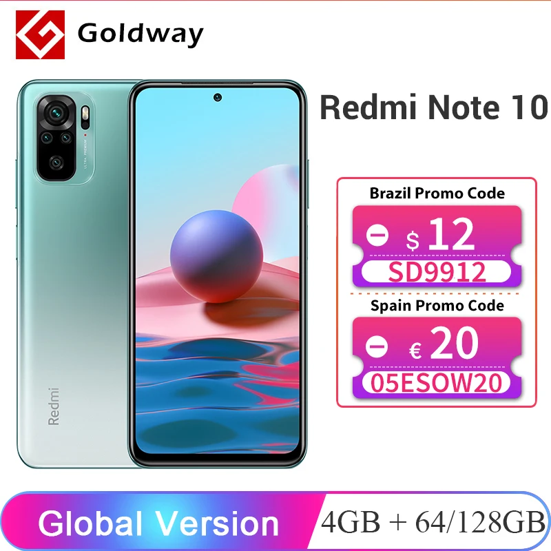 Versión Global Xiaomi Redmi Nota 10 4GB RAM 64GB / 128GB ROM teléfono móvil Snapdragon 678 de 6,43 Pantalla AMOLED 48MP Quad Camera