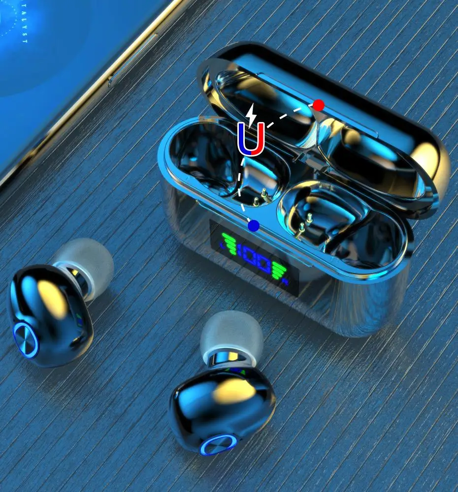 Fones de Ouvido Bluetooth sem Fio Fones de Som Led com Microfone Fones Graves Profundos Alta Fidelidade hd Chamada Display Tws 14 som hd chamada display led com microfone