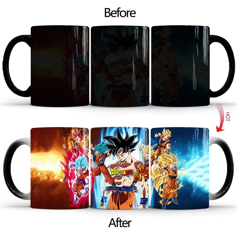 350 мл новая милая меняющаяся кружка Dragon Ball Z Супер Saiyan черный красный синий волосы Goku Vegata Кружка Кофе Молоко чай чашка подарок для детей