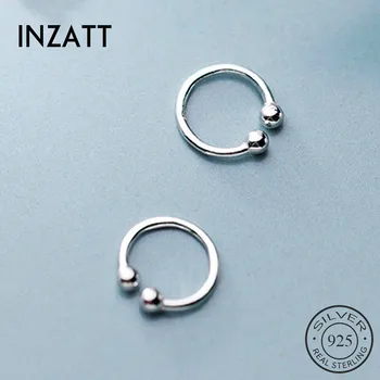 

INZATT Real 925 Sterling Silver Minimalist Geometric ROUND Clip Earrings For Fashion Women Party Fine Jewelry Accessories