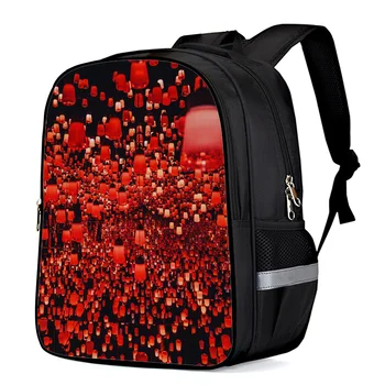 

Red Lantern Mirror Black Art Backpack Kids School Bags Men Women Travel Backpacks for Teenage Girls Boys
