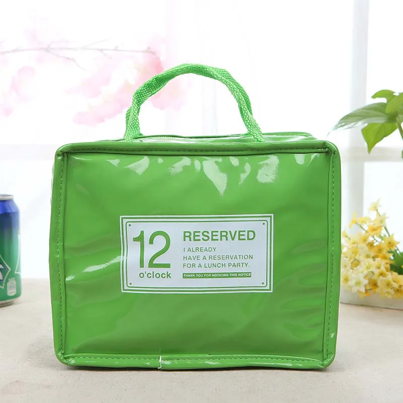 Green Size S Новая Модная Портативная Изолированная PU Сумка сохраняющая тепло для еды на пикник бутылка для завтрака сумки женские дети мужчины Термосумка непроницаемая коробка для ланча сумка - Цвет: Green Size S