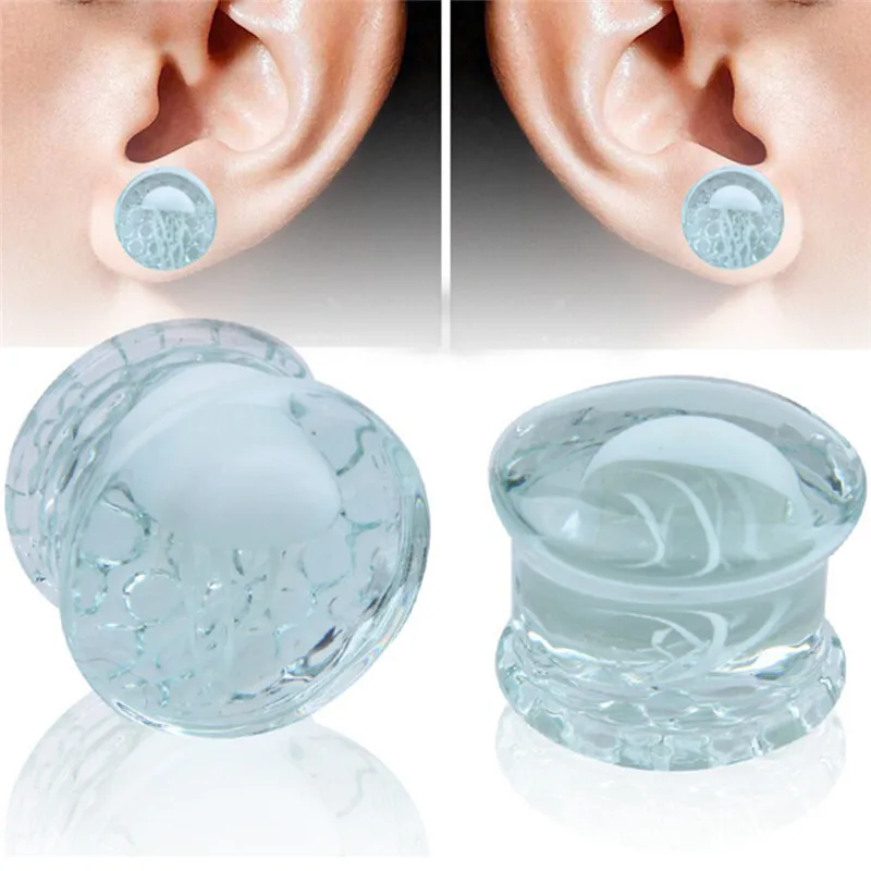 1pc8-16mm стеклянный наушник туннель штекер verisimild морская Медуза светящийся ушной расширитель носилки пирсинг ювелирные изделия