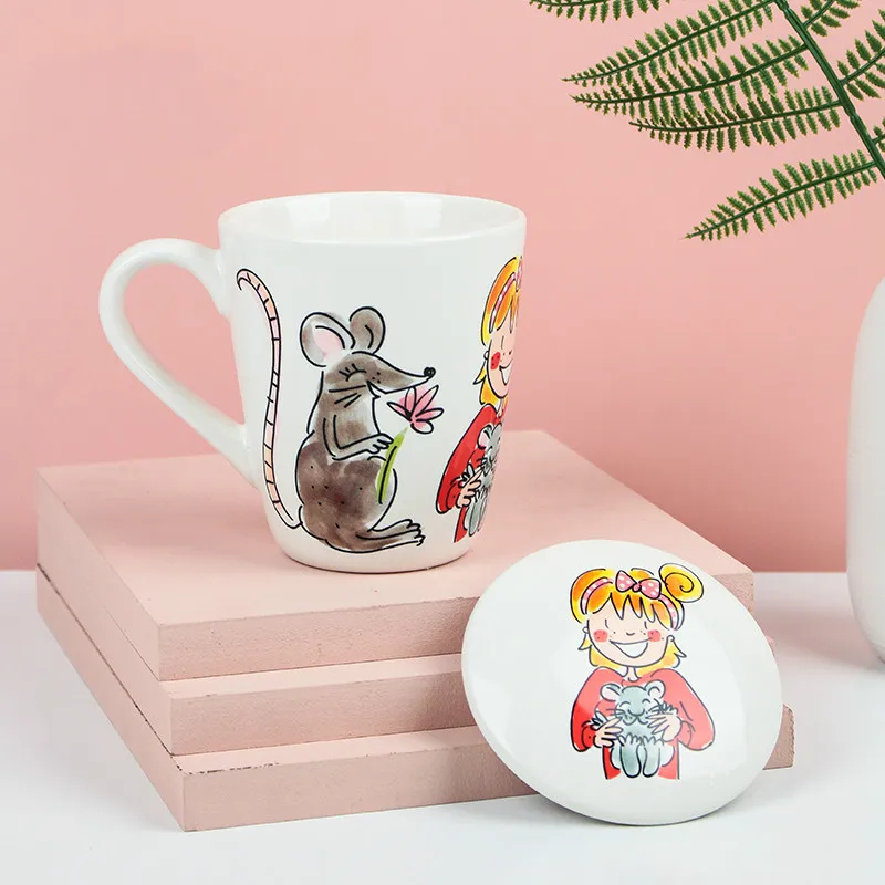 

Handmade and Hand-Painted Mouse Gift Ceramic Mug for Boyfriend Coffee Cup Drinking Cup Cutlery Bowl and Plates kawaii mug
