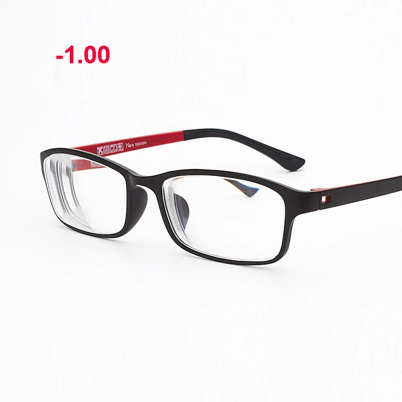 black red -1.00 Оптические очки для женщин и мужчин с диоптрией близорукость прямоугольная рамка гибкие близорукие модные очки прозрачные очки TR90 - Frame Color: black red -1.00