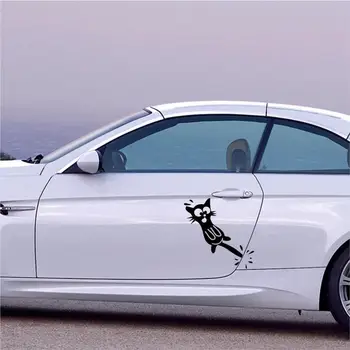 

Newest Frightened Meow Car Wrap Cover Scratches Cartoon Window Decal For Motorcycle Vw Bmw E46 Ford Focus
