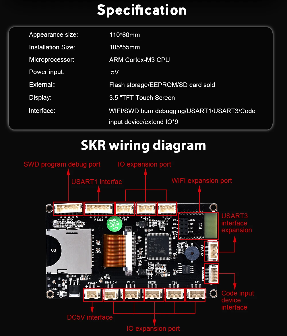 BIGTREETECH TFT35 V2.0, обновленный сенсорный экран, умный дисплей, 3,5 дюймов, сенсорный ЖК-экран, совместимый с SKR V1.3 V1.1, плата управления
