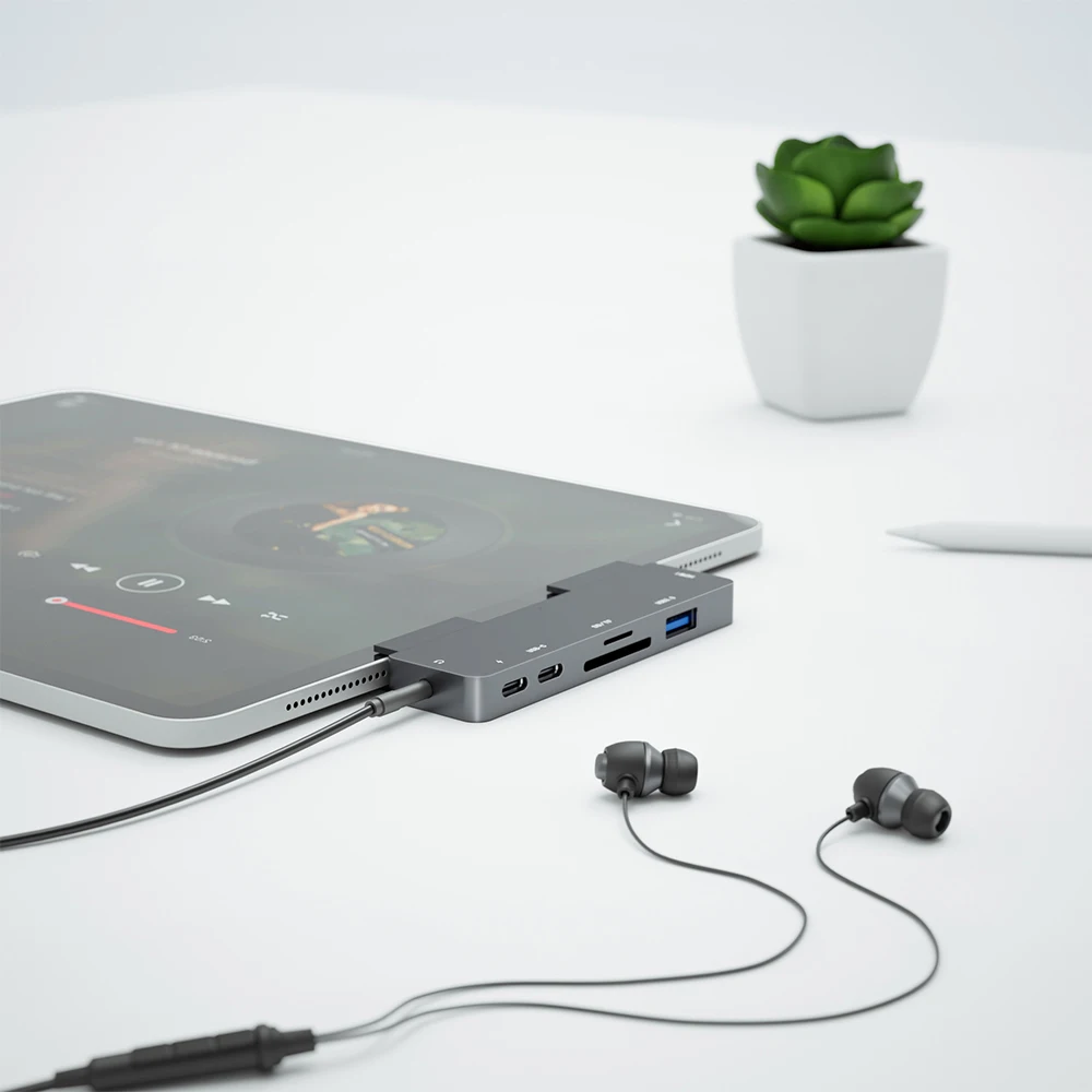 Концентратор USB Type-C USB3.1 PD зарядка TF/SD кард-ридер HDMI разъем для наушников передачи