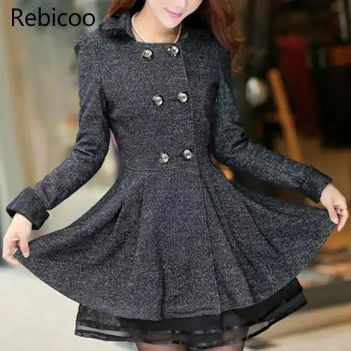 

Plus Size XL-6xl Winter wool woolen cloth coat extra large Korean version of slim women's coat fast ship