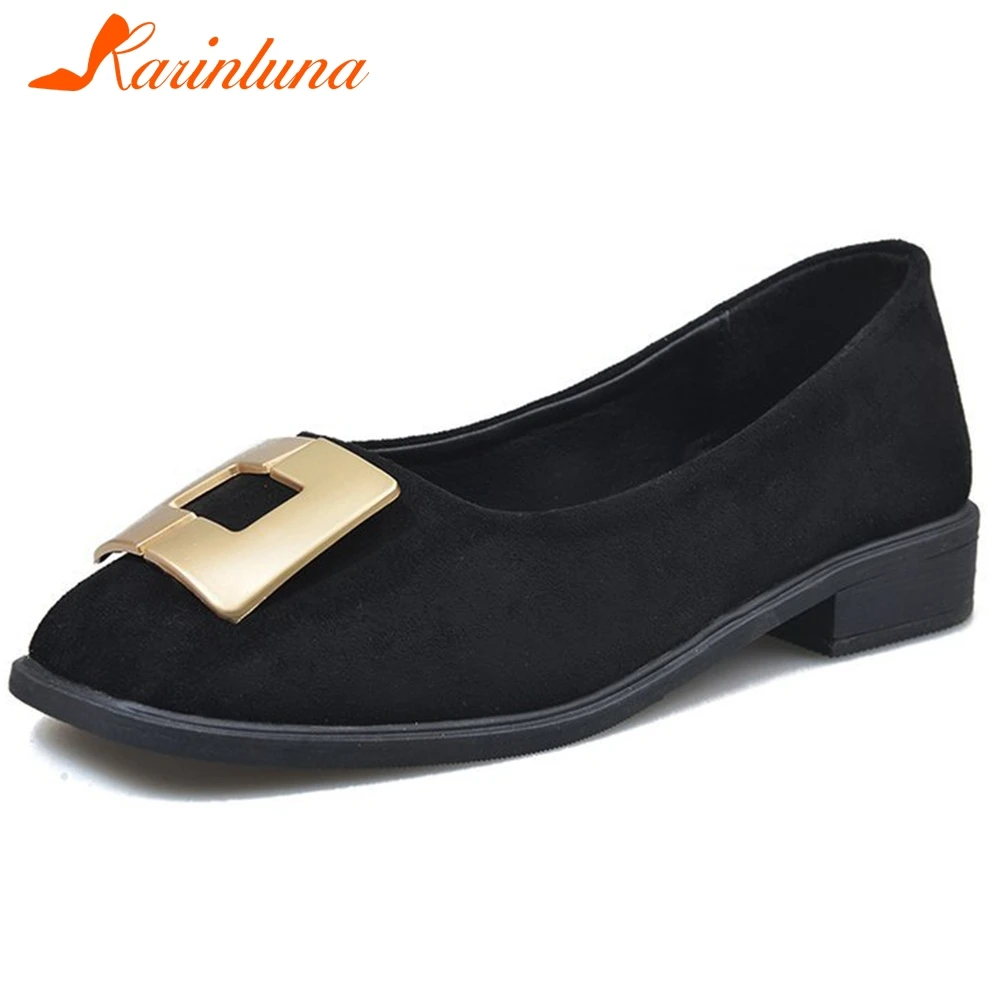 

Karinluna 2020 Hot Sale Slip-On Metal Decoration Shoes Woman Pumps Female Spring/Autumn Chunky Heels Casual Pumps Women Shoes