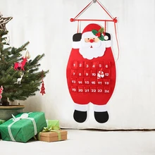 Рождественский календарь Санта-Клауса, 3D фетровый подвесной календарь Адвента, многоразовый календарь обратного отсчета на Рождество для детей, Рождественский Декор