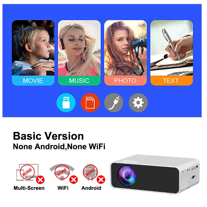 Salange P48 Android мини-проектор для мобильного телефона Led 1280x720P проектор для домашнего кинотеатра HDMI WiFi проектор видео 3D проектор - Цвет: P50 Basic Version