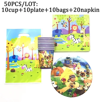 

Animal Crossing Game Theme Birthday Party Supplies Plates Cup for Kids Favor Baby shower Birthday Gift bags Party Decor Set