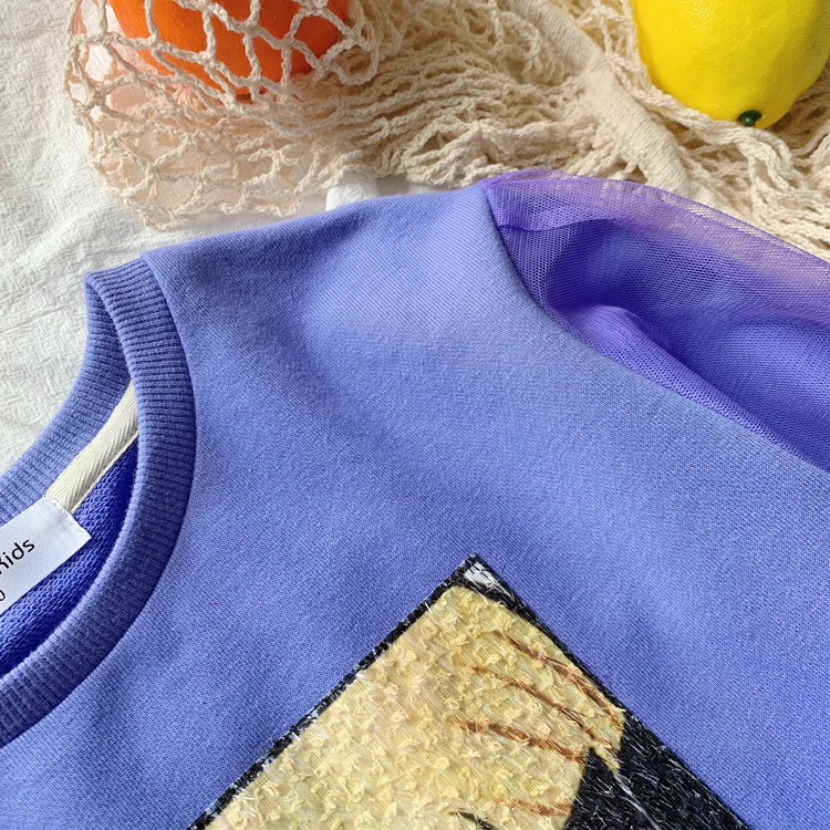 Одинаковая одежда для всей семьи; осеннее Сетчатое платье; платья для мамы и дочки с героями мультфильмов; фиолетовые комплекты для семьи; платье принцессы
