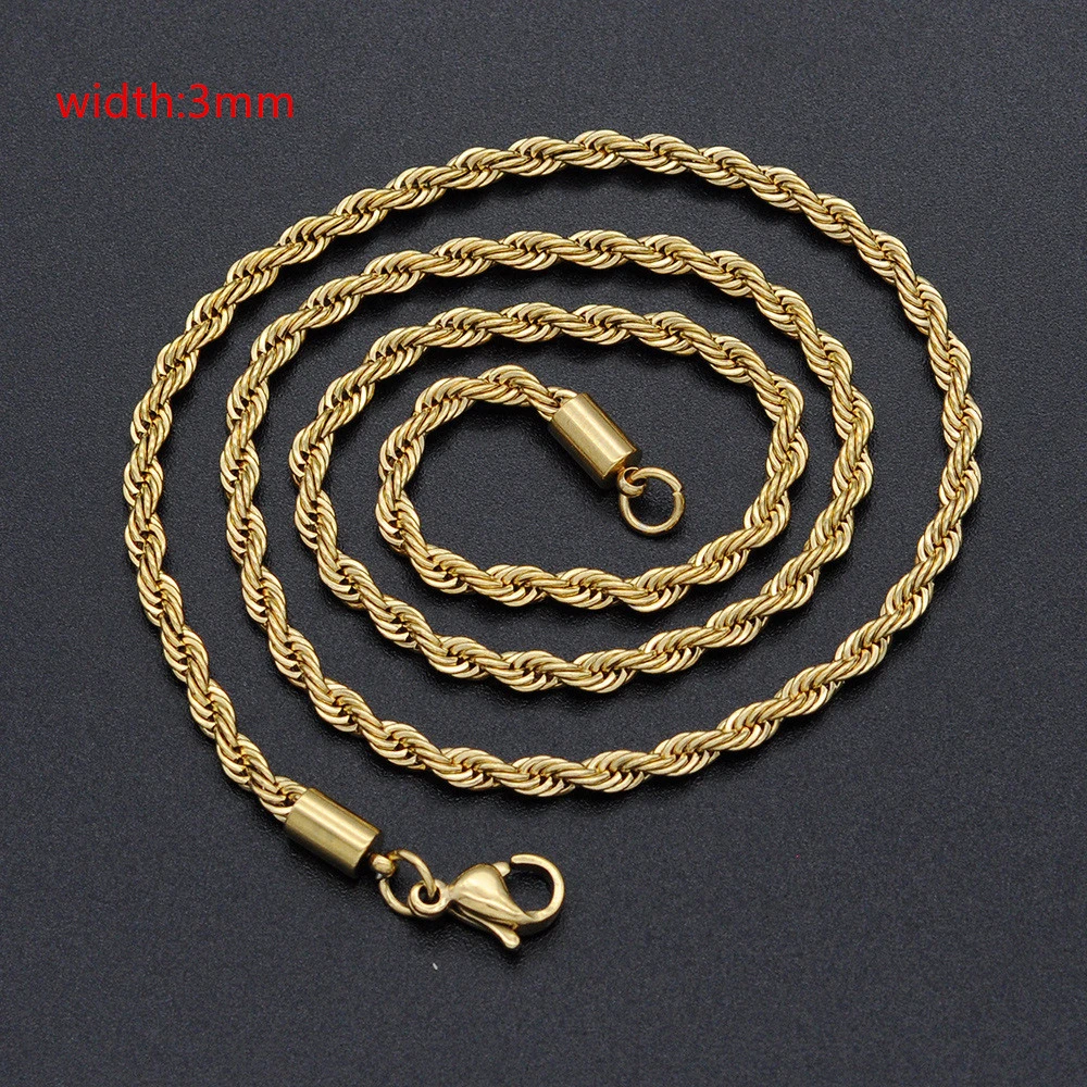 2022 Classic Rope Chain Men Necklace Width 2/3/4/5 MM Stainless Steel Figaro Cuban Chain Necklace For Men Women Jewelry 