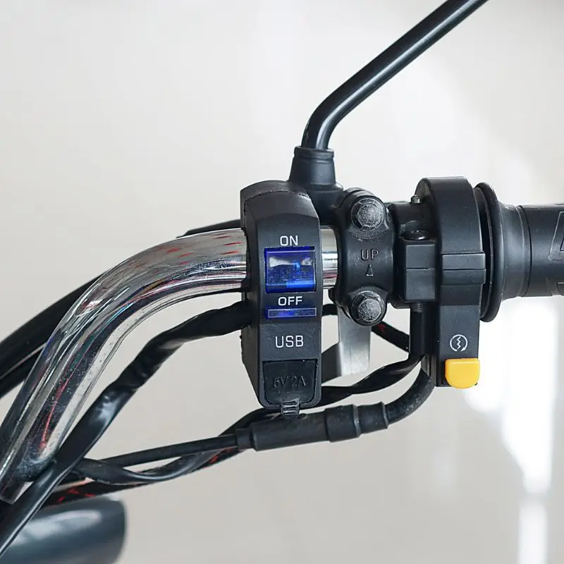 Универсальный 12 В Мотоцикл Руль USB зарядное устройство адаптер питания с мотоцикл светодиодный светильник переключатель для мобильного телефона планшета gps