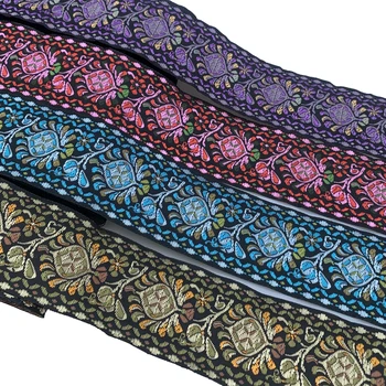 10 야드/많이 5cm 새로운 폴리 에스터 직물 자카드 리본 가방 스트랩 벨트 짠 패턴 토템 커튼 및 의류 DIY 액세서리